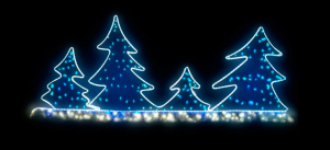 Iluminación Navideña Composición de 4 árboles de navidad blanco azul microbombillas NYCSA