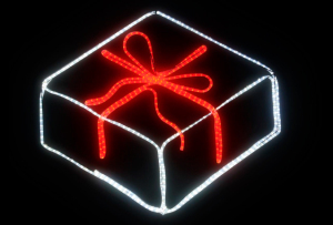 Iluminación Navideña caja de regalo en hilo blanco y rojo NYCSA